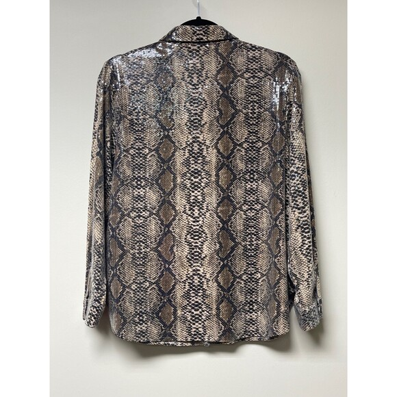 ENDLESS ROSE Embellished Python-Print Shirt in Brown, Sz M - Picture 6 of 8